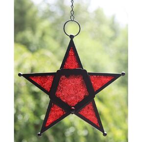 Vela Lanterns Decorative Hanging Star Candle Lanterns, Amber, Set of 2