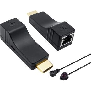 DDMALL 196ft HDMI Extender Over Single CAT5e/CAT6 Cable, Mini Size, Deep Color, 3D, Zero Loss, Zero Latency, Full HD, POC, Auto EDID, HDMI Transmitter and Receiver Kit (HE-15)