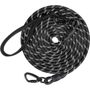 Joytale Long Leash for Dogs, Training Leash with Removable Padded Handle, Double Hook, 15FT/30FT/50FT/65FT Dog Obedience Recall Training Agility Lead for Play, Camping, Backyard Tie Out, Orange, 30FT