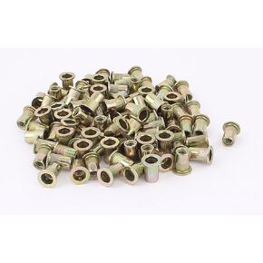 uxcell 100 Pcs Zinc Plated Carbon Steel Rivet Nut Flat Head Insert 1/4-20UNC