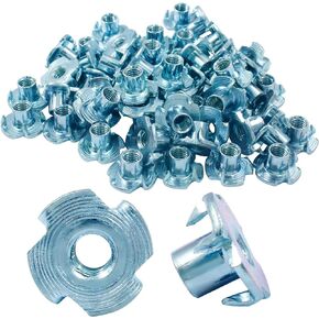 M6 X 10 مم T-Nut 4 شوكات مطلية بالزنك على شكل تي صواميل إدراج ملولب لأرجل الطاولة وتسلق الصخور وجدار الأعمال الخشبية يحمل الخزانات الخشبية (40 قطعة)