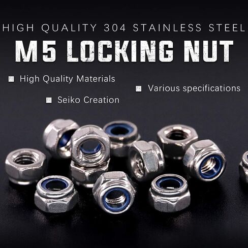 Swpeet 250Pcs 304 Stainless Steel Metric Lock Nut Assortment Kit Perfect for Lock Washers, Nylon Insert Locknut M3 M4 M5 M6 M8 M10 M12 in Saudi Arabia