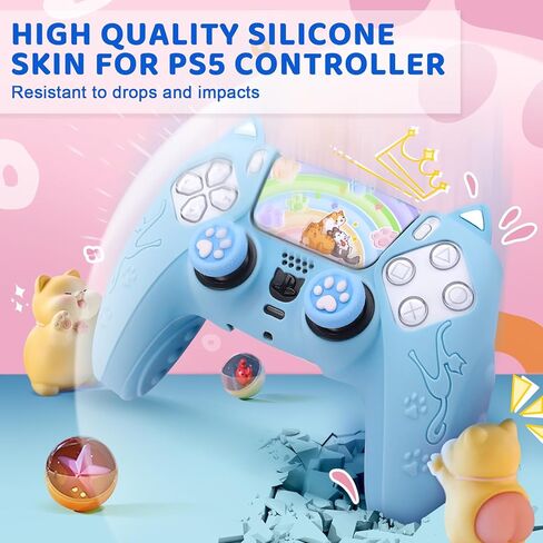 SIKEMAY PS5 وحدة التحكم الجلد 2 حزمة، لطيف القط مخلب PS5 غطاء وحدة التحكم المضادة للانزلاق PS5 الملحقات سيليكون الجلد واقية قبضة تحكم لبلاي ستيشن 5 DualSense مع 4 قبعات قبضة الإبهام (الوردي) in Kuwait
