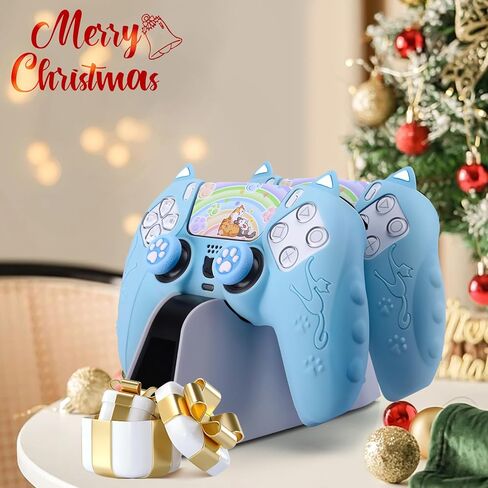 SIKEMAY PS5 وحدة التحكم الجلد 2 حزمة، لطيف القط مخلب PS5 غطاء وحدة التحكم المضادة للانزلاق PS5 الملحقات سيليكون الجلد واقية قبضة تحكم لبلاي ستيشن 5 DualSense مع 4 قبعات قبضة الإبهام (الوردي) in Kuwait