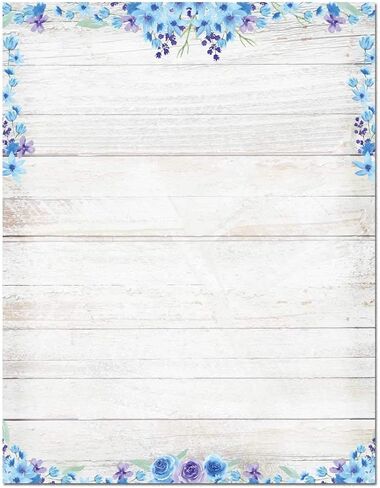 Rustic Stationery - 8.5 x 11-60 Letterhead Sheets - Gray Barnwood and Pink Flowers Letterhead (Gray Barn Pink Flowers) in Kuwait