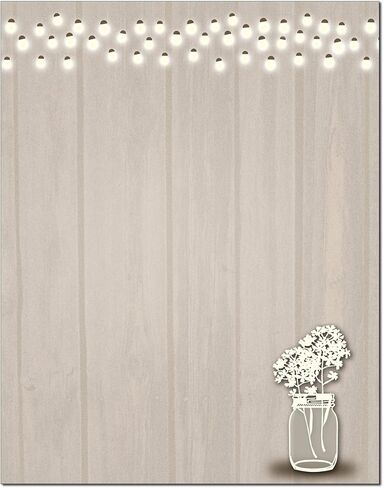 Rustic Stationery - 8.5 x 11-60 Letterhead Sheets - Gray Barnwood and Pink Flowers Letterhead (Gray Barn Pink Flowers) in Kuwait