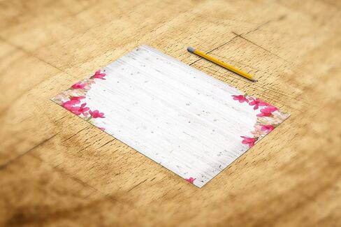 Rustic Stationery - 8.5 x 11-60 Letterhead Sheets - Gray Barnwood and Pink Flowers Letterhead (Gray Barn Pink Flowers) in Kuwait