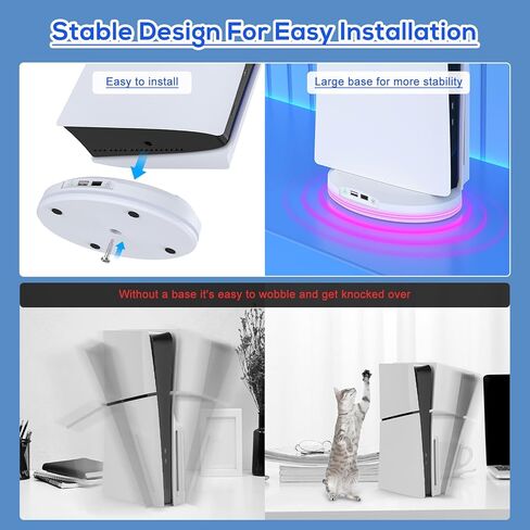 حامل مع مروحة تبريد لوحدة تحكم PS5 Slim، وقاعدة محطة تبريد عمودية مع 3 مستويات لسرعات المروحة، و8 مصابيح RGB و2 محور USB، وملحقات تبريد لقرص Playstation 5 النحيف/الإصدار الرقمي in Kuwait