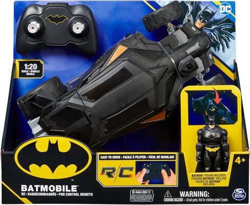 DC Comics, Batman Batmobile Remote Control Car, Easy to Drive with 4-inch Batman Figure, Kids Toys for Boys and Girls Ages 4 and Up in Saudi Arabia