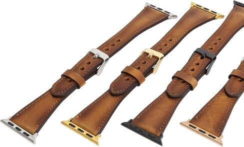 سوار ساعة Venito Messina من الجلد النحيف متوافق مع Apple Watch iwatch Series 1 2 3 4 5 6 7 SE in Kuwait