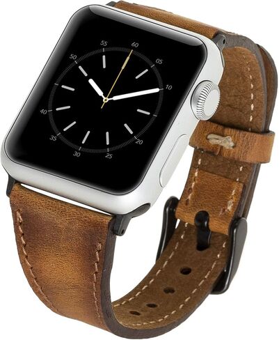 سوار ساعة Venito Messina من الجلد النحيف متوافق مع Apple Watch iwatch Series 1 2 3 4 5 6 7 SE in Kuwait