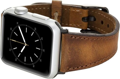 سوار ساعة Venito Messina من الجلد النحيف متوافق مع Apple Watch iwatch Series 1 2 3 4 5 6 7 SE in Kuwait