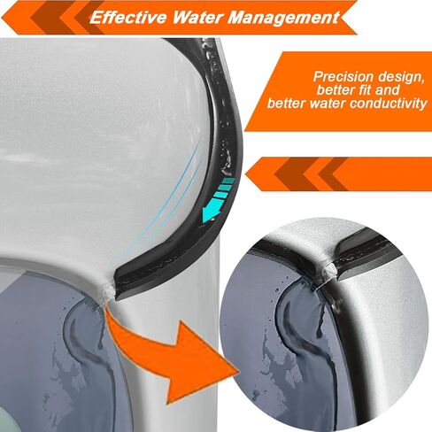 Rain Gutter Extensions for Jeep, Hard Top Rain Diverter for Jeep Wrangler, Roof Hard Top Rain Groove Diverter Exterior Accessories Compatible with Jeep Wrangler JK JKU 2007-2018, Black,2PCS in Kuwait