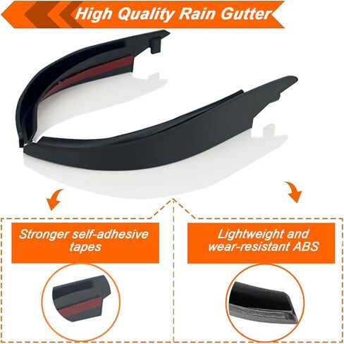 Rain Gutter Extensions for Jeep, Hard Top Rain Diverter for Jeep Wrangler, Roof Hard Top Rain Groove Diverter Exterior Accessories Compatible with Jeep Wrangler JK JKU 2007-2018, Black,2PCS in Kuwait