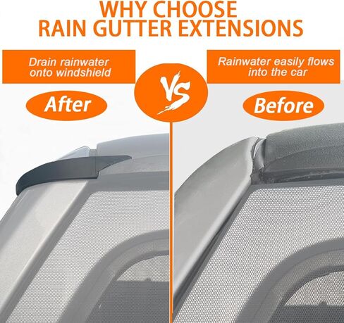 Rain Gutter Extensions for Jeep, Hard Top Rain Diverter for Jeep Wrangler, Roof Hard Top Rain Groove Diverter Exterior Accessories Compatible with Jeep Wrangler JK JKU 2007-2018, Black,2PCS in Kuwait