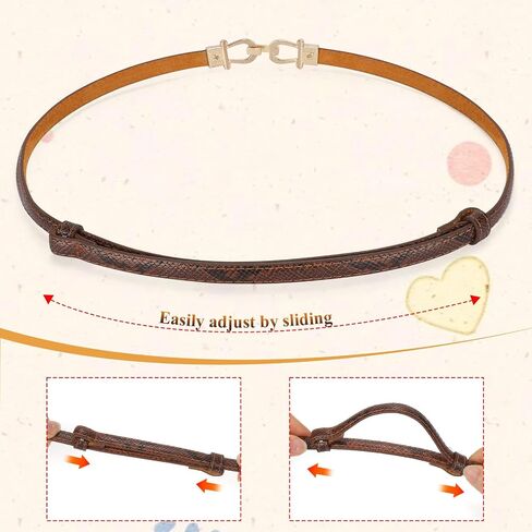 BALTEUS Leather Skinny Girl Belt for Dress Adjustable Thin Waist Belt with Golden Buckle 2 Pack in Saudi Arabia