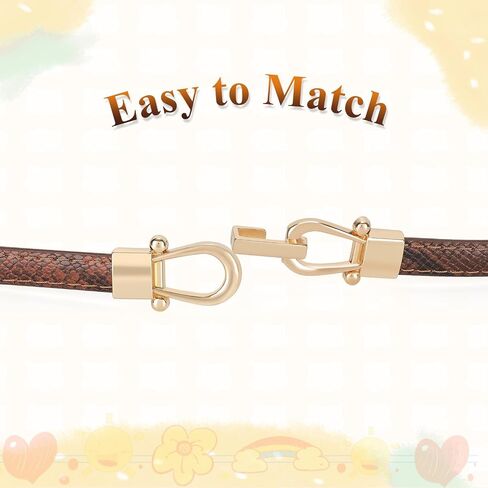 BALTEUS Leather Skinny Girl Belt for Dress Adjustable Thin Waist Belt with Golden Buckle 2 Pack in Saudi Arabia
