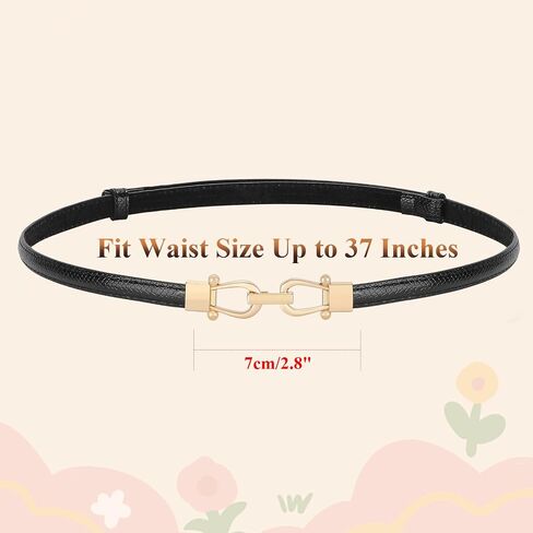 BALTEUS Leather Skinny Girl Belt for Dress Adjustable Thin Waist Belt with Golden Buckle 2 Pack in Saudi Arabia
