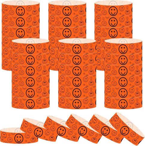 600 Pcs Smiley Face Paper Wristbands, Paper Wristbands for Events, Waterproof Entrance Wristbands, Colorful Entrance Wristbands, Paper Wrist Bands, Paper Bracelets for Events Music Concert (6 Colors in Saudi Arabia