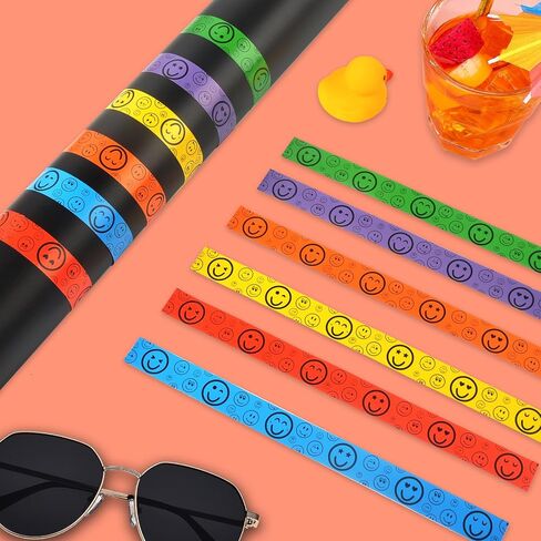 600 Pcs Smiley Face Paper Wristbands, Paper Wristbands for Events, Waterproof Entrance Wristbands, Colorful Entrance Wristbands, Paper Wrist Bands, Paper Bracelets for Events Music Concert (6 Colors in Saudi Arabia
