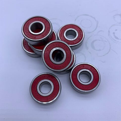 لوح تزلج بمحامل كروية 608-RS، 8 قطع محامل طويلة للوح التزلج، محامل أخدود عميقة صغيرة محكمة الغلق من المطاط المزدوج، دقة 608RS، ABEC 9، درع أحمر in Kuwait