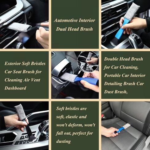 Car Detailing Brush Set for Cleaning Interior Exterior, Incl. 5 Detail Brush 1 Blue Car Double Head Brush 1 Soft Brush in Kuwait