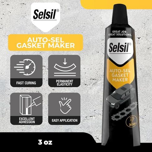 SELSIL Auto - Sel، مانع تسرب السيليكون بدرجة حرارة عالية، صانع حشية الفلكنة بدرجة حرارة الغرفة، أنبوب 3 أونصة (85 جم) - أسود in Kuwait