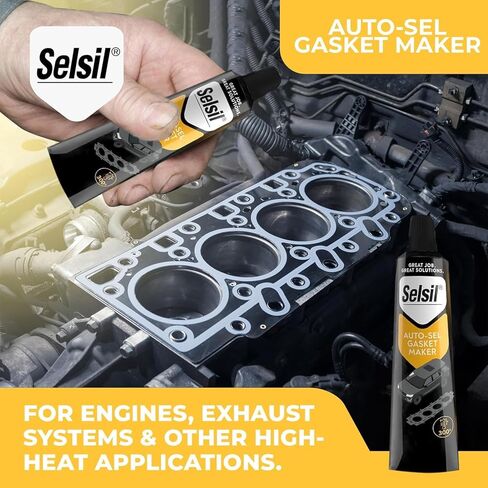 SELSIL Auto - Sel، مانع تسرب السيليكون بدرجة حرارة عالية، صانع حشية الفلكنة بدرجة حرارة الغرفة، أنبوب 3 أونصة (85 جم) - أسود in Kuwait