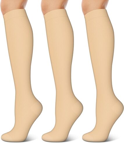 3 Pairs Compression Socks for Women & Men 15-20 mmHg- Best Support for Nurses, Running, Hiking, Recovery & Flight Socks in Kuwait