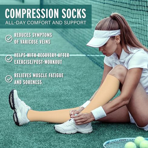 3 Pairs Compression Socks for Women & Men 15-20 mmHg- Best Support for Nurses, Running, Hiking, Recovery & Flight Socks in Kuwait