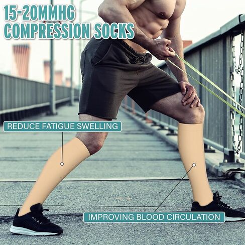 3 Pairs Compression Socks for Women & Men 15-20 mmHg- Best Support for Nurses, Running, Hiking, Recovery & Flight Socks in Kuwait