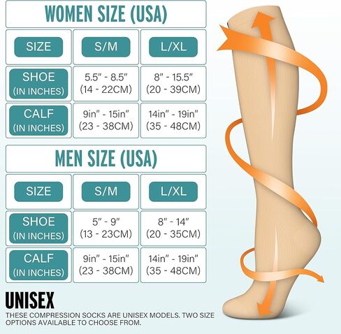 3 Pairs Compression Socks for Women & Men 15-20 mmHg- Best Support for Nurses, Running, Hiking, Recovery & Flight Socks in Kuwait