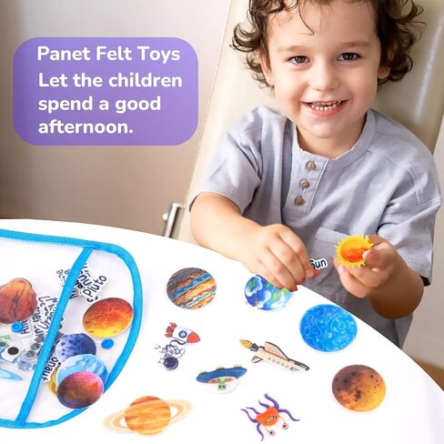 ألعاب كواكب النظام الشمسي للأطفال، أنشطة تعليمية لمرحلة ما قبل المدرسة في الفضاء الخارجي، 42 قطعة من لوح الفلانيل للأطفال الصغار مجموعة هدايا اللعب لرواد الفضاء (قصص الفضاء) in Kuwait