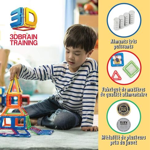 Magformers Basic Set (62-pieces) Magnetic Building Blocks, Educational Magnetic Tiles, Magnetic Building STEM Toy, Multi-colored, Model Number: 63070 in Saudi Arabia