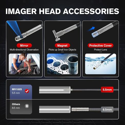 كاميرا الفحص الرقمية Autel MaxiVideo MV105S، 2024 مثل MV108S، 1280x720، منظار صناعي USB فائق النحافة 5.5 مم، كاميرا IP67 Borescope Snake، تعمل مع الماسح الضوئي Autel والكمبيوتر الشخصي، يصل إلى MV105/ MV108 in Kuwait