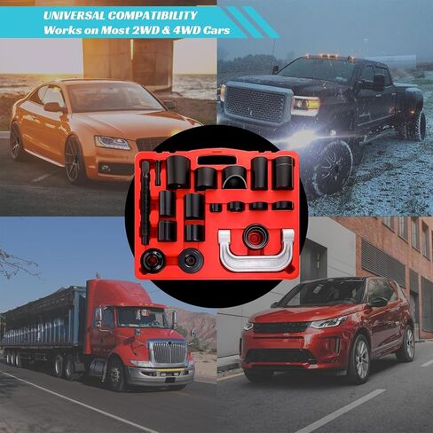 21 قطعة ضغط مفاصل كروية رئيسية | مجموعة أدوات إزالة المفاصل الكروية العلوية والسفلية | وصلات على شكل حرف U، ودبابيس تثبيت، مصممة للسيارات ذات الدفع الثنائي والرباعي، لخدمة الوصلات الكروية باستخدام C-Press in Kuwait