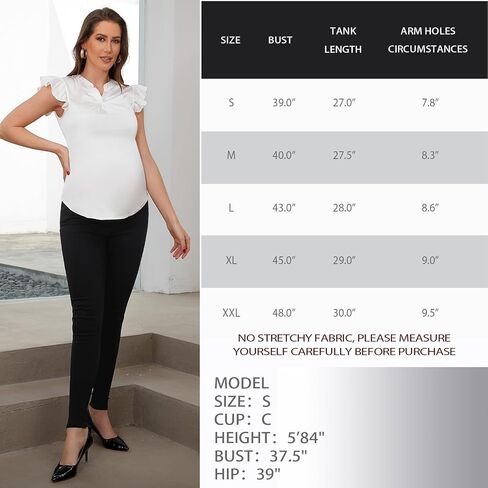 Maternity Tank Top V Neck Ruffle Sleeveless Maternity Tshirt Pregnant Blouse Top in Saudi Arabia
