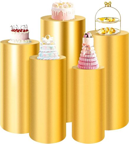 أغطية حامل قاعدة أسطوانة سباندكس مجموعة من 5 أغطية طاولات أسطوانية مستديرة سوداء، أغطية حامل صندوق عرض قاعدة أسطوانة لتزيين حفلات الزفاف (حوامل الأسطوانات غير متضمنة) in Kuwait