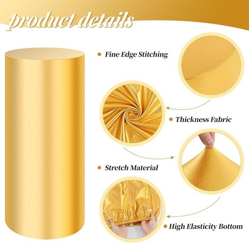 أغطية حامل قاعدة أسطوانة سباندكس مجموعة من 5 أغطية طاولات أسطوانية مستديرة سوداء، أغطية حامل صندوق عرض قاعدة أسطوانة لتزيين حفلات الزفاف (حوامل الأسطوانات غير متضمنة) in Kuwait