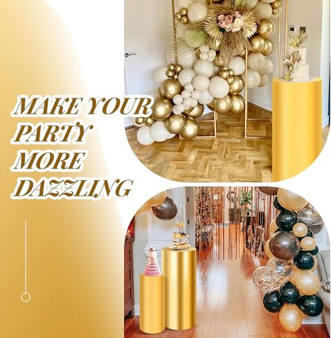 أغطية حامل قاعدة أسطوانة سباندكس مجموعة من 5 أغطية طاولات أسطوانية مستديرة سوداء، أغطية حامل صندوق عرض قاعدة أسطوانة لتزيين حفلات الزفاف (حوامل الأسطوانات غير متضمنة) in Kuwait