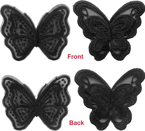 أسود مختلط نمط التطريز الدانتيل زهرة وبقع الفراشة يزين DIY الخياطة الحرفية للديكور، وخياطة على بقع لإصلاح وتزيين (15) in Kuwait