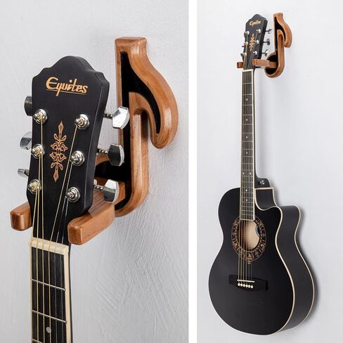 TESLYAR Guitar Holder Wall Mount Ash Wood Wooden Guitar Hanger Hook Stand Rack Guitar Hanger for Electric Classic Acoustic and Bass Guitar Musical Instruments Hardwood (Beige) in Saudi Arabia