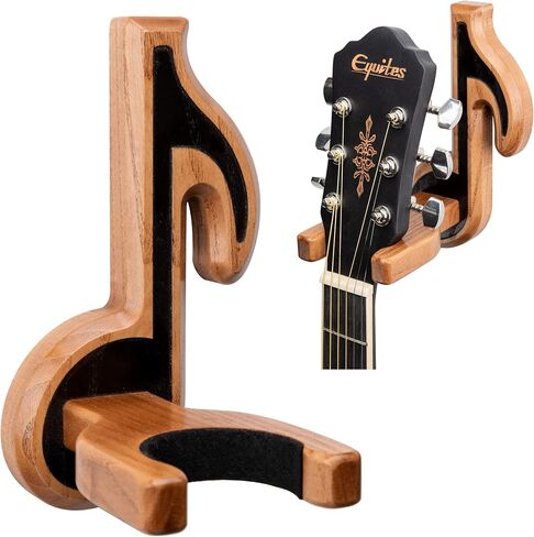 TESLYAR Guitar Holder Wall Mount Ash Wood Wooden Guitar Hanger Hook Stand Rack Guitar Hanger for Electric Classic Acoustic and Bass Guitar Musical Instruments Hardwood (Beige) in Kuwait