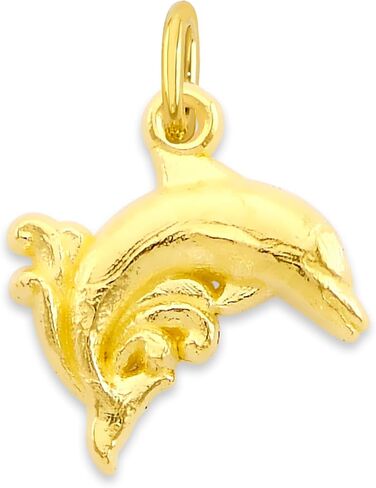 Solid 10k Gold Dolphin Microcharm, Mini Cute Animal Beach Charm with Clasp in Saudi Arabia