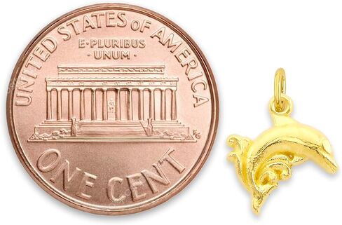 Solid 10k Gold Dolphin Microcharm, Mini Cute Animal Beach Charm with Clasp in Saudi Arabia