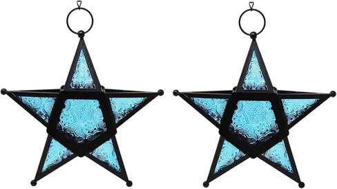 فوانيس شموع على شكل نجمة معلقة من Vela Lanterns، كهرمان، مجموعة من قطعتين in Kuwait