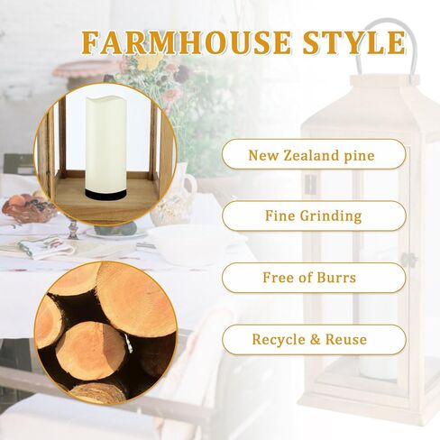 2 Pack Lanterns Decorative - 27.5in New Zealand Pine Lanterns Decorative with Flameless Pillar Candles, Decorative Lanterns for Home Decor, Indoor Outdoor, Front Porch, Garden, Farmhouse Style in Saudi Arabia