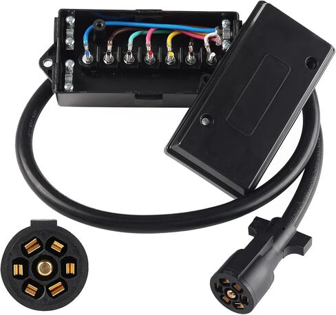 AUTOXBERT 7 Pin Round Trailer Wiring Harness 4ft Trailer Cord Waterproof Inline Junciton Box RV Caravan Tow Light Wire Cord Connector Plug in Saudi Arabia