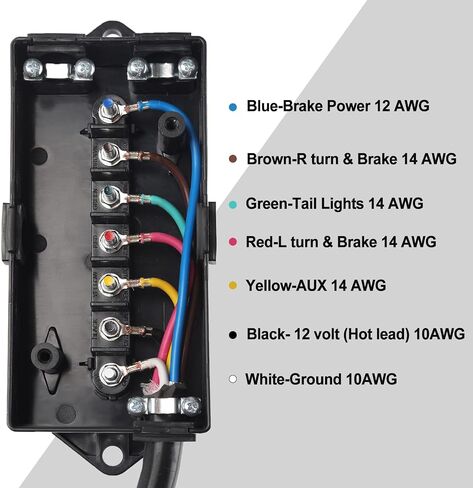 AUTOXBERT 7 Pin Round Trailer Wiring Harness 4ft Trailer Cord Waterproof Inline Junciton Box RV Caravan Tow Light Wire Cord Connector Plug in Saudi Arabia