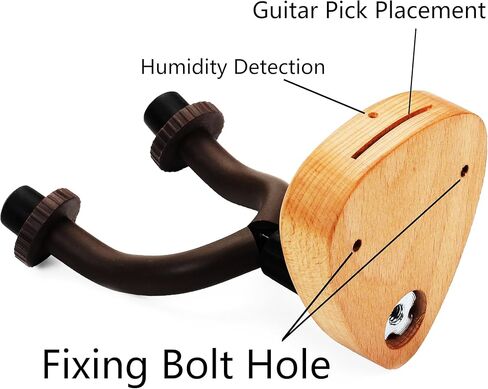 شماعة تثبيت على الحائط للجيتار مع مقياس الرطوبة، حامل خطاف حامل جيتار من خشب الجوز، شماعة جيتار من الخشب الصلب للجيتار الصوتي والكلاسيكي والكهربائي والبانجو والباس in Kuwait